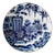 Vintage Large Chinoiserie Japanese Arita Ware White and Blue Porcelain Charger / Wall Plate Rickshaw Japan For Sale