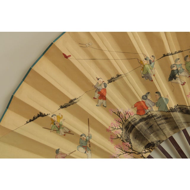 Vintage 72" Large Chinese Hand Painted Fan Wall Decoration Chairish