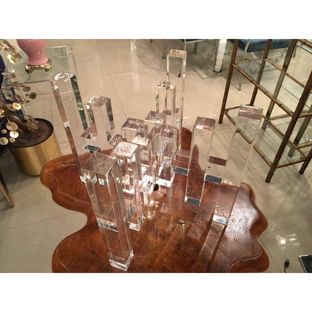 Lucite Skyscraper Architectural Columns Coffee Cocktail Table | Chairish