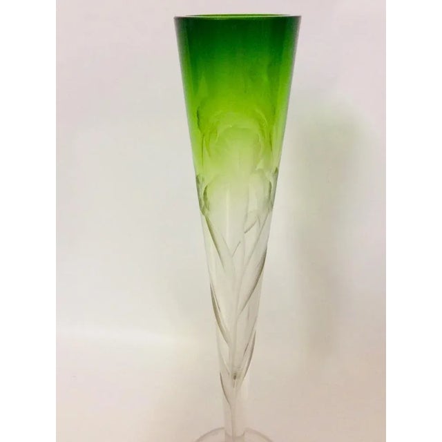 Bohemian Engraved Crystal Vase with iris Decoration by Cristalleria Moser For Sale - Image 3 of 8