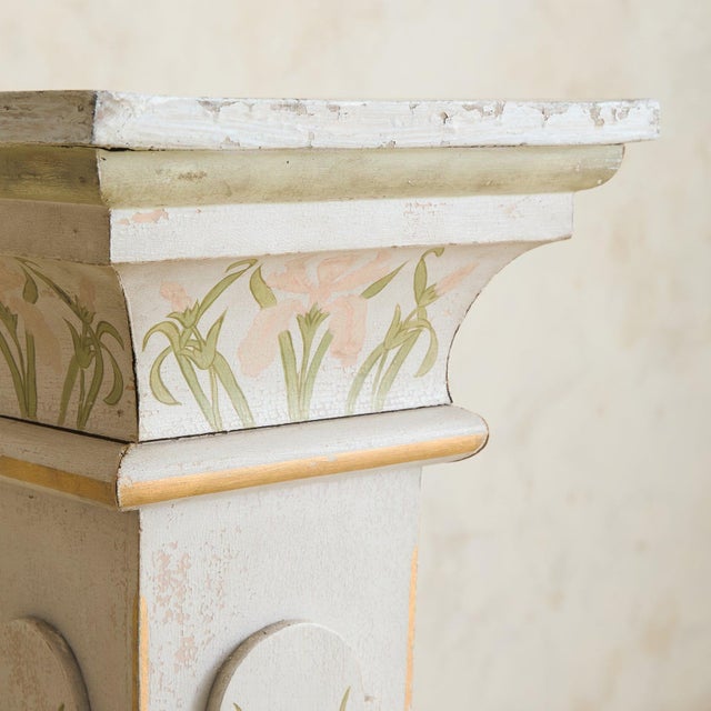 French Art Nouveau Hand-Painted Wood Pedestal, 1960s For Sale - Image 10 of 10
