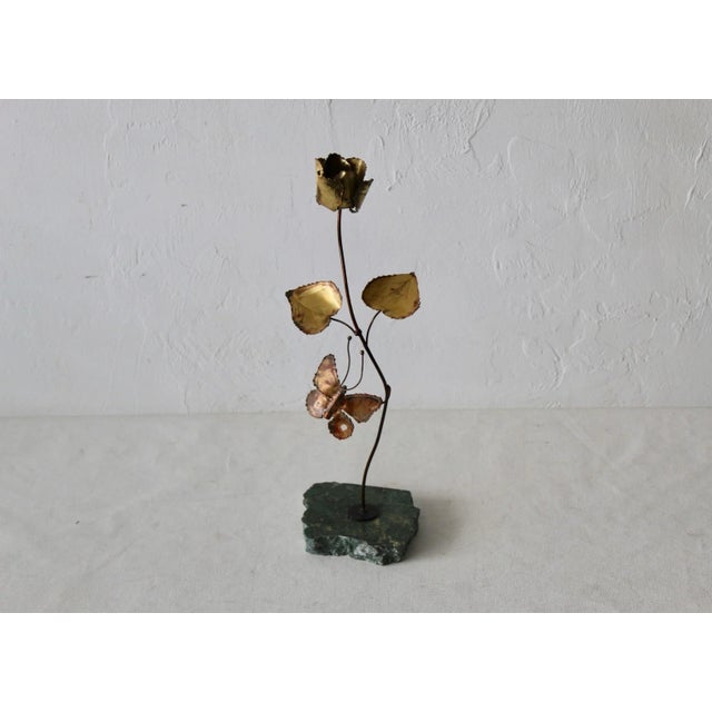 Repoussé Metal Granite Floral Decoration Butterfly Detail For Sale In Miami - Image 6 of 10
