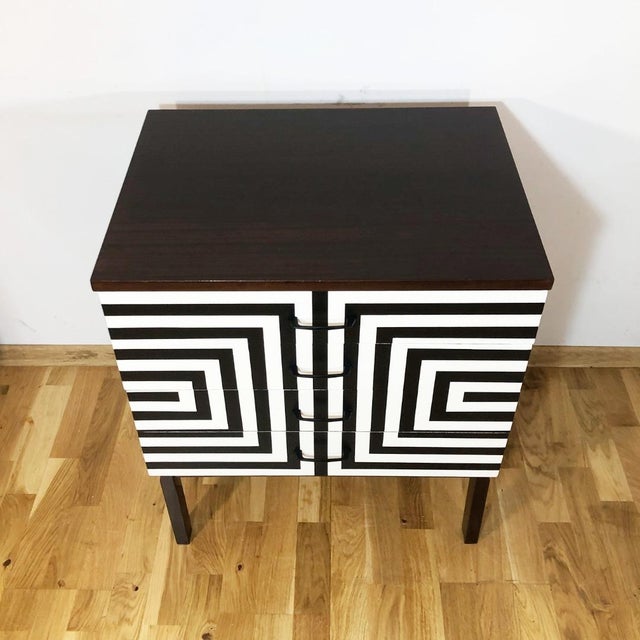 Polish Chest of Drawers with Op Art Motif, 1970s For Sale - Image 3 of 11
