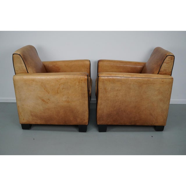 Vintage Dutch Cognac Leather Club Chairs, 1970s, Set of 2 For Sale - Image 10 of 18