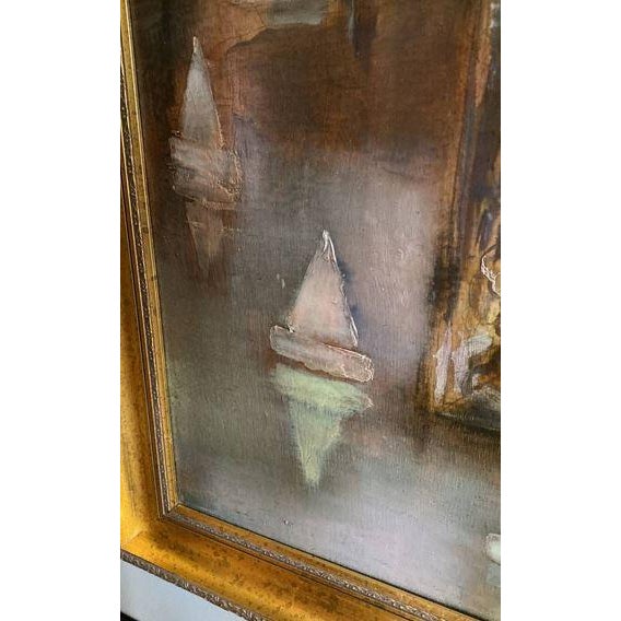 1970s Mark Tochilkin Original Oil on Canvas Painting "Adam and Eve at Brighton Beach" For Sale - Image 4 of 6