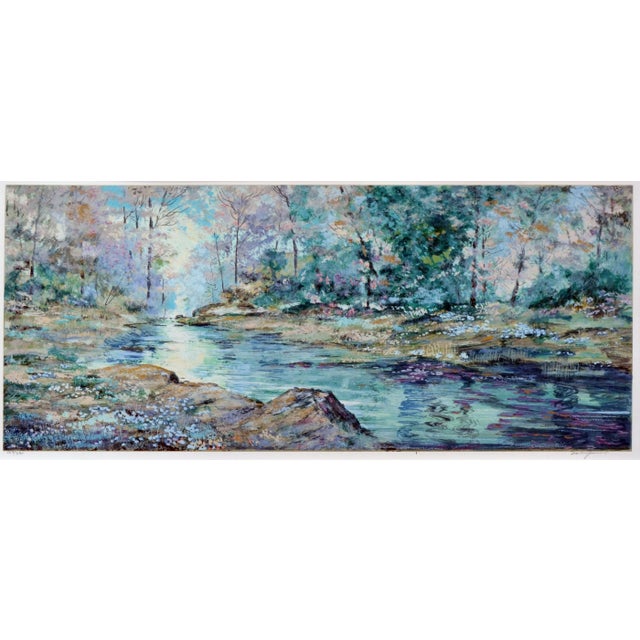 Flower song, a beautiful landscape lithograph in soft tones by Michael Schofield (American, b. 1947). Presented in a...