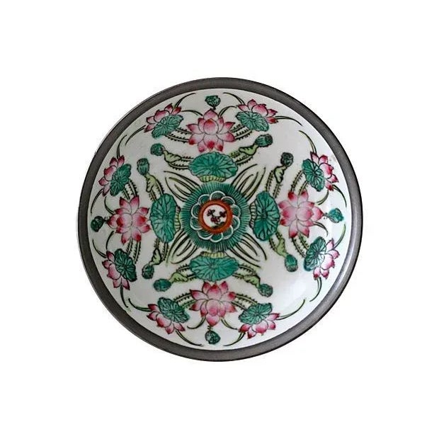 Encased Porcelain Floral Dish For Sale