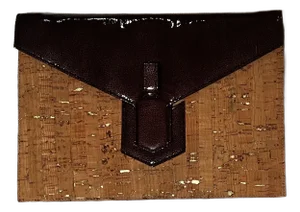 Yves Saint Laurent Envelope Bag in Cork With Gold Details and Brown Leather Patent Closure