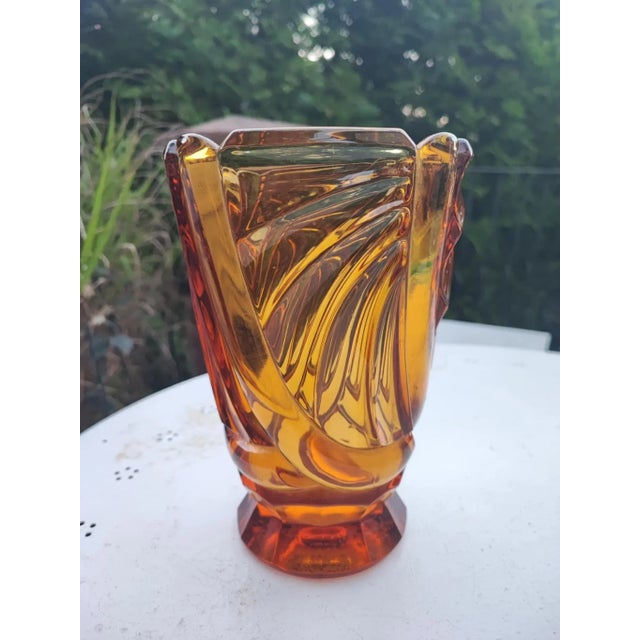 Vintage Art Deco Glass Vase, 1930s For Sale - Image 6 of 6