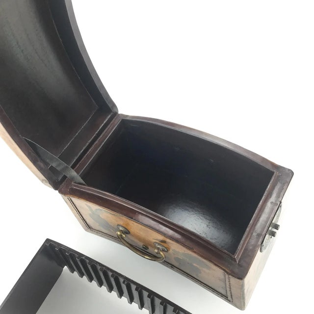 Vintage Hand Painted Leather Box For Sale In Portland, ME - Image 6 of 12