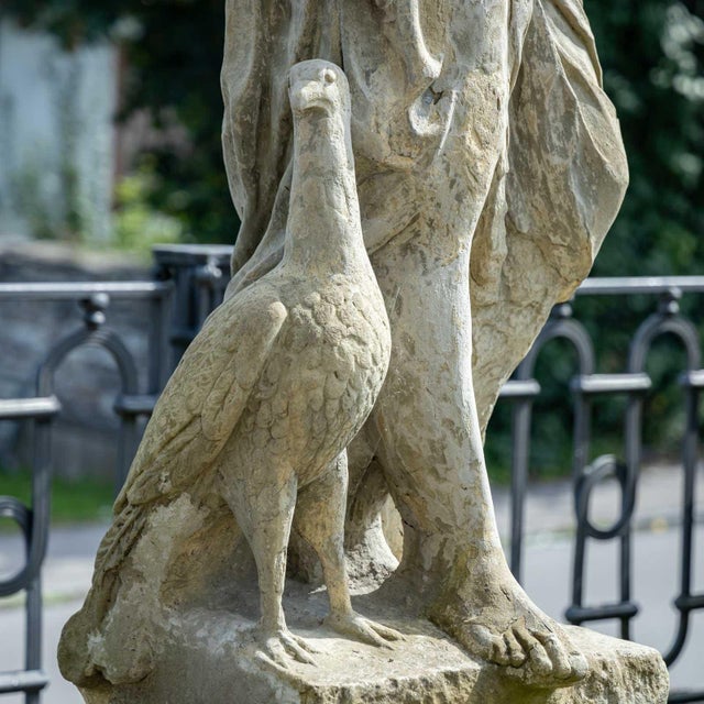 Garden Sculpture of Goddess Hera with Peacock, 1800s For Sale - Image 12 of 14