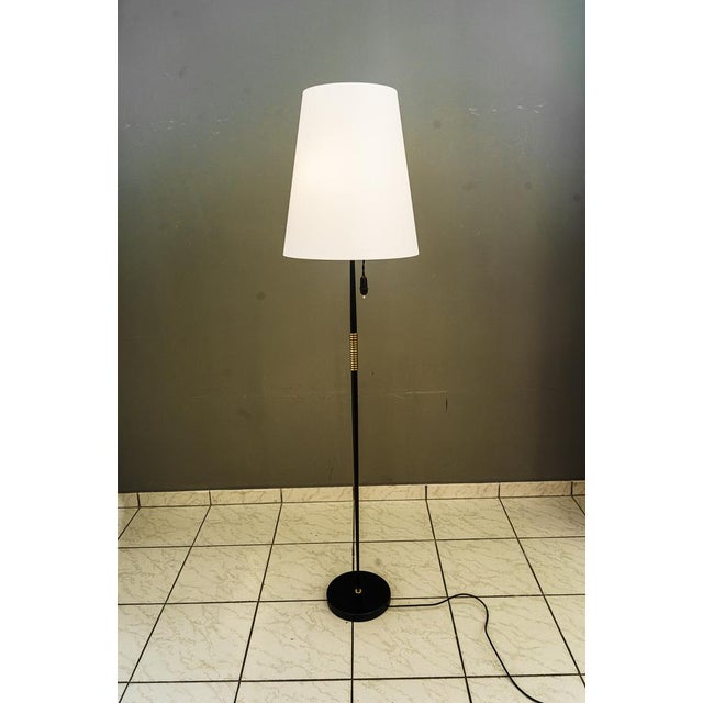 J.T.Kalmar floor lamp with fabric shade vienna around 1950s Brass partly blackened The shade is replaced ( new ) I have...