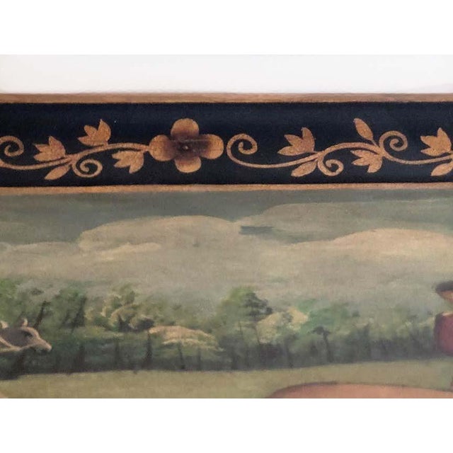 Late 19th Century Antique 19th Century English Regency Style Hand-Painted Wooden Hunting Tray Table on Faux-Bamboo Stand For Sale - Image 5 of 13