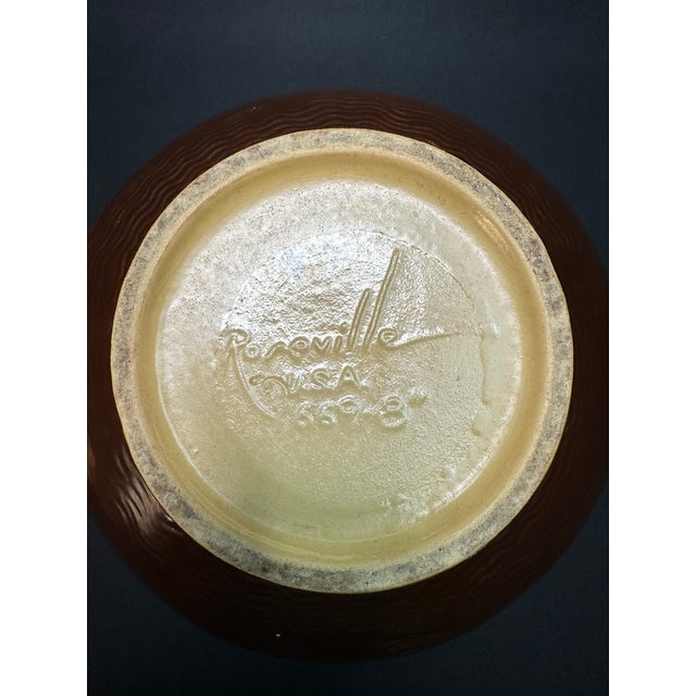 Ceramic 1940's Vintage Art Pottery Roseville Freesia Orange Jardiniere For Sale - Image 7 of 10