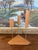 Wood Mid-Century Modern Possibly Teak and Twisted Metal Triple Candle Holder With Geometric Base For Sale - Image 7 of 10