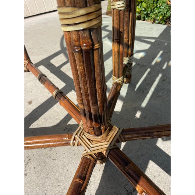 Brown McGuire Vintage Bamboo Dining Table With Oval Glass Top For Sale - Image 8 of 12