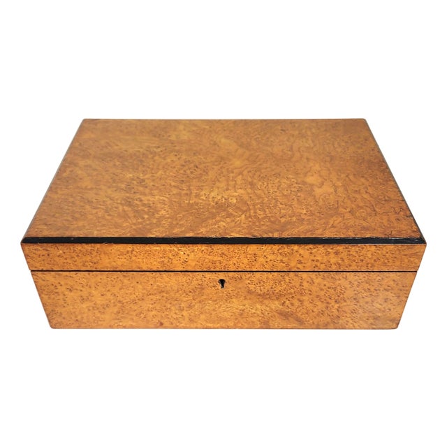 American 19th C Burled Walnut & Bird's Eye Maple Campaign Flip Top Lap Desk For Sale