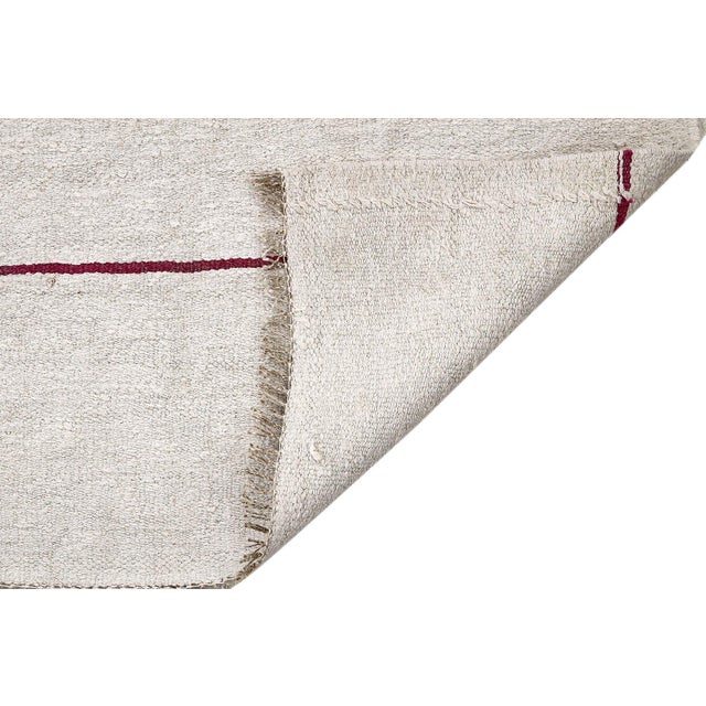 Mid 20th Century Mid 20th Century Striped Vintage Hemp Kilim Rug For Sale - Image 5 of 7
