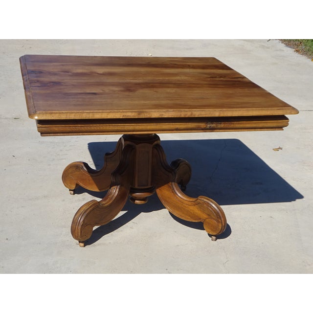 19th Century Square Walnut Pedestal Table For Sale - Image 11 of 18