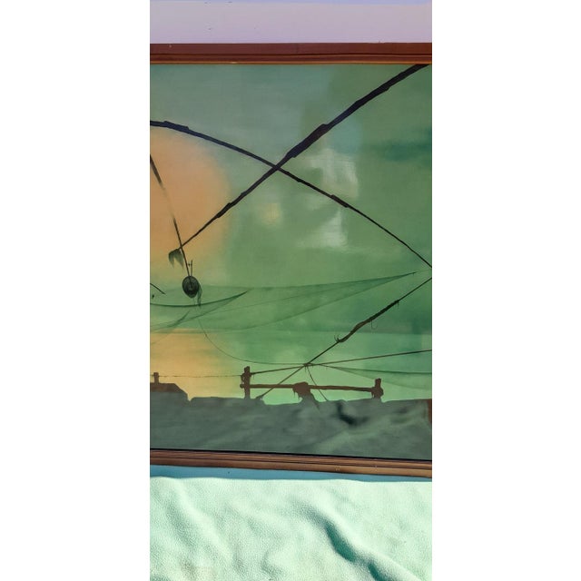 Unknown, Green Background, 1970, Lacquer on Panel For Sale - Image 6 of 13