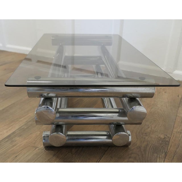 Mid-Century Italian Crome and Smoked Glass Coffee Cocktail Table, 1970s For Sale - Image 3 of 9