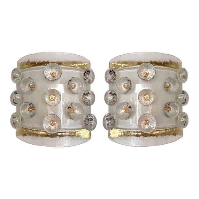 Contemporary Brass and Murano Glass Macaroons Sconces, Italy, Set of 2 For Sale