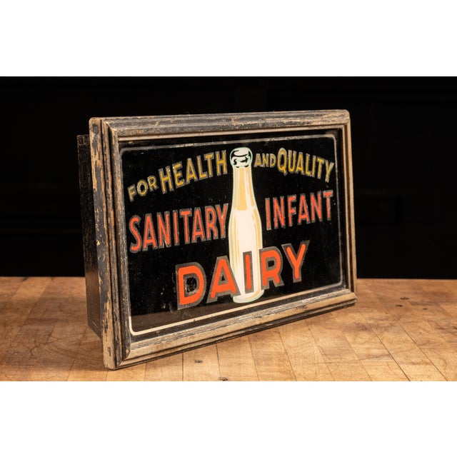 American 1920s Sanitary Infant Dairy Lighted Store Sign For Sale - Image 3 of 8