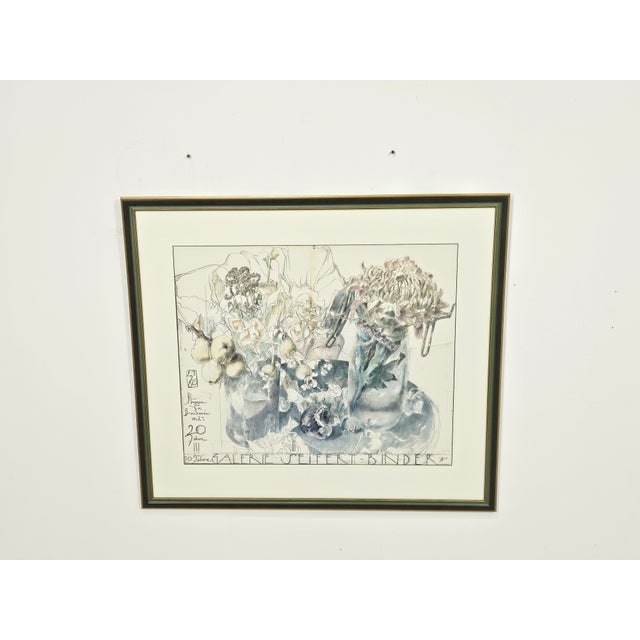 Horst Janssen, Print Flowers for the Binder Because\., 1980, Lithograph For Sale - Image 3 of 17