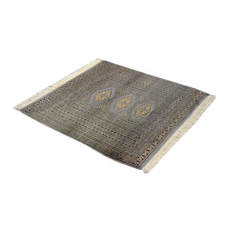 Pakistani Hand-Woven Blue & Grey Bukhara Rug, 1960s For Sale