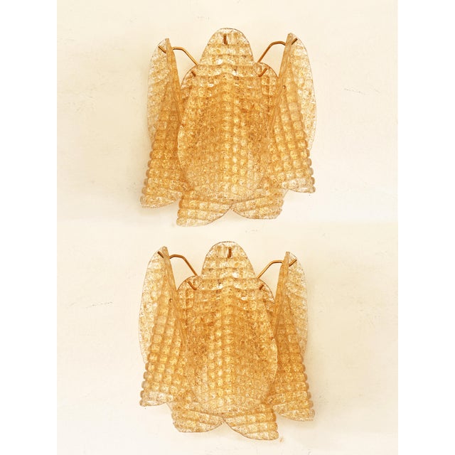 Contemporary Modern Gold "Granigli" "Rondini" Murano Glass Wall sconces.Set of Two. For Sale - Image 10 of 10