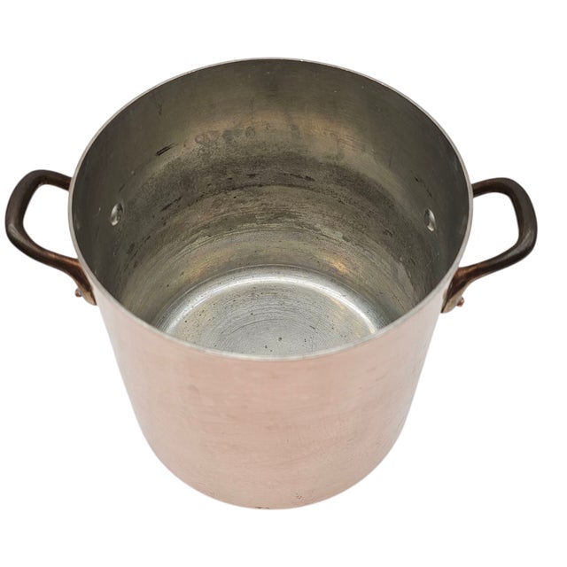 Farmhouse Rare French Copper Steamer by Matfer – 16cm Tin Lined Stock Pot With Lid and Insert For Sale - Image 3 of 12