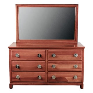 1950s Crawford 6 Drawer Dresser & Mirror For Sale