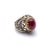 Pink Black Gold Rubellite Tourmaline and Diamond Florentine Ring Size 6.5 For Sale - Image 8 of 9