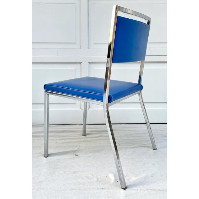 Vintage Bright Blue and Steel Modern Side Chair For Sale In Los Angeles - Image 6 of 13