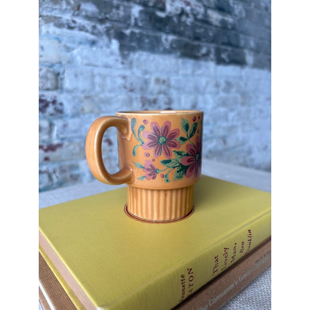 Vintage Japanese Floral Pedestal Cappuccino Cup For Sale - Image 9 of 9