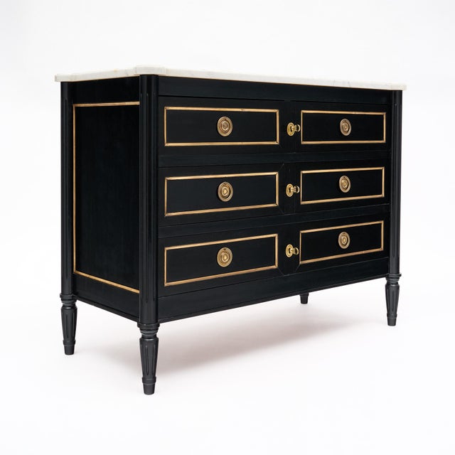 French Louis XVI Ebonized Chest of Drawers For Sale - Image 3 of 9