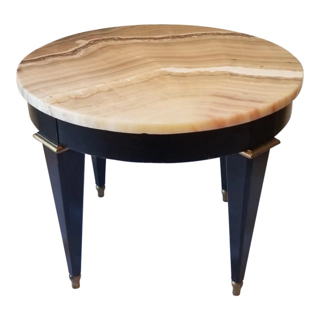 1950s Round Marble-Top Low Table by Baker For Sale