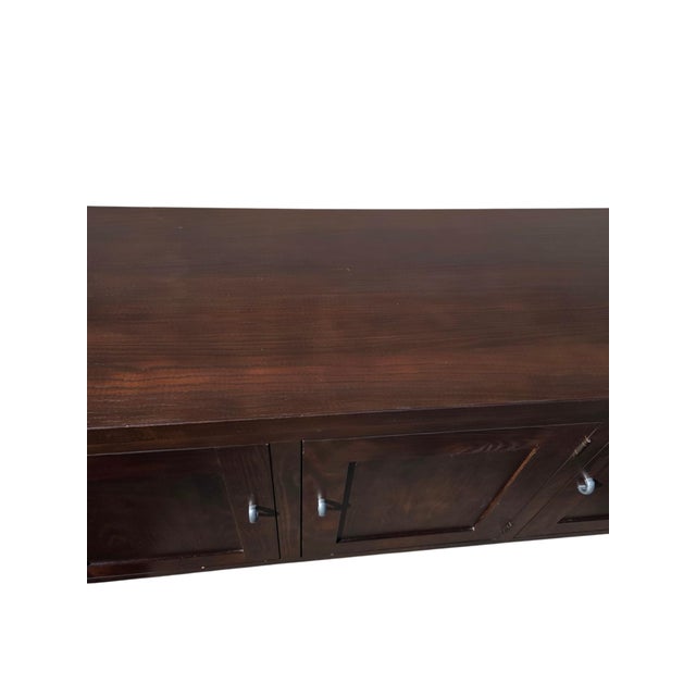 Mission Vintage Ethan Allen Horizons Buffet Sideboard Dark Walnut Buffet Console Cabinet For Sale - Image 3 of 18