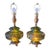 Pair of Vintage Green Iridescent Glass Hollywood Regency Table Lamps, in the Manner of Carl Falkenstein For Sale
