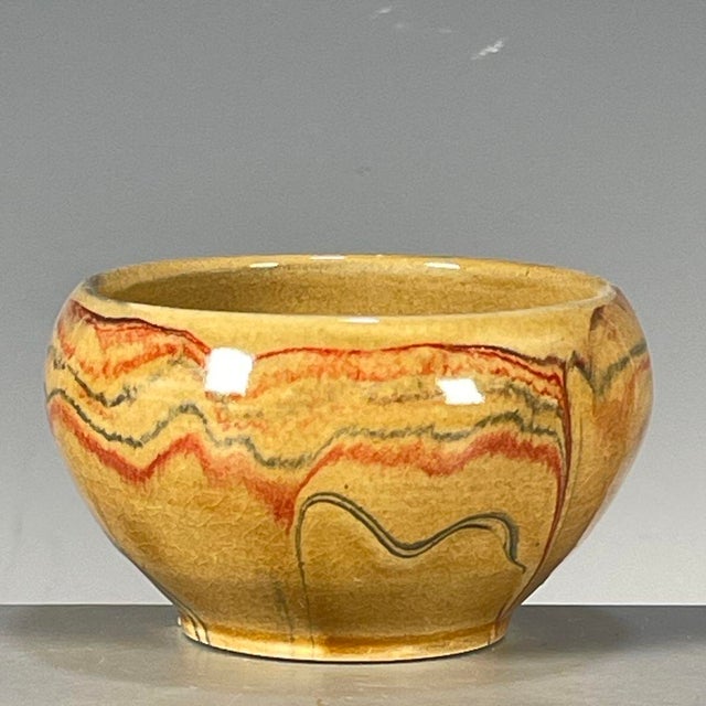 Yellow Vintage Marbled Clay Porcelain Teabowl – Earth Tone Glaze, Studio Pottery Style For Sale - Image 8 of 9