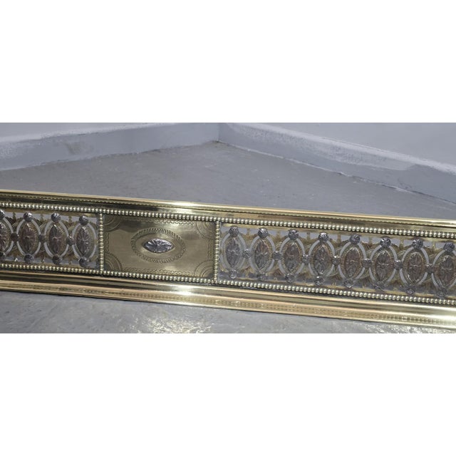 Large Georgian Brass and Cut Steel Fender For Sale - Image 5 of 11