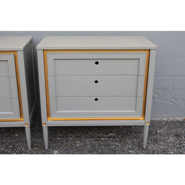 1960s Slate Blue & Gilt Accent Bachelor's Chests A Pair Chairish