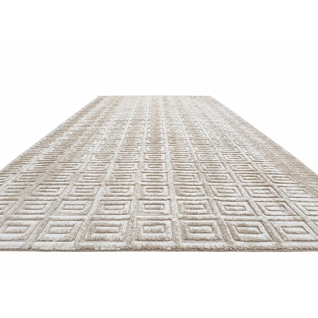 Rh Rajouri Silk & Wool Rug – 9' × 12' Sand | Hand-Knotted Silk & Wool | Hand-Carved | Made in Nepal For Sale - Image 10 of 18