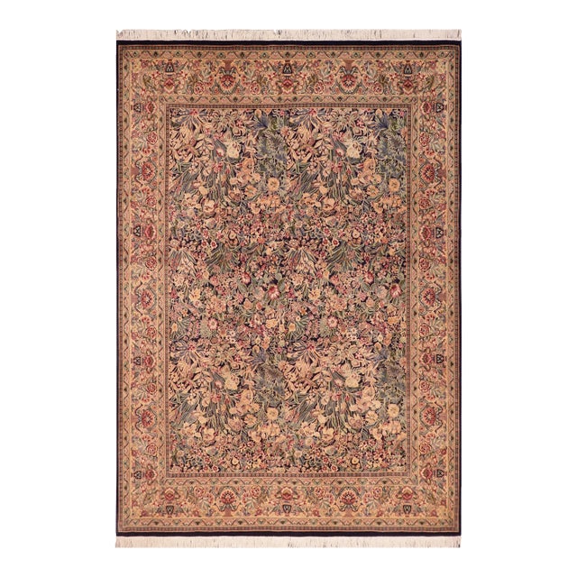 Elegant 1990's Pak-Persian Blue/Gold Wool Rug - 8'1'' X 10'2'' For Sale