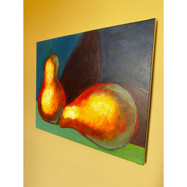 Late 20th Century Expressionism Still Life “Pears” Original Oil Painting on Canvas - Unsigned Unknown Artist For Sale - Image 5 of 10