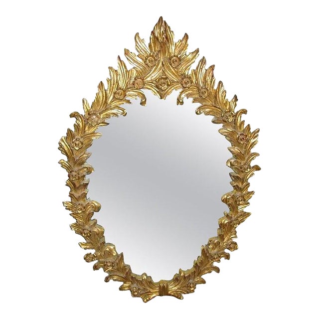 Unique Italian Carved Giltwood Mirror For Sale