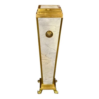 Empire Design Carrara Marble and Gilt Bronze Pedestal For Sale