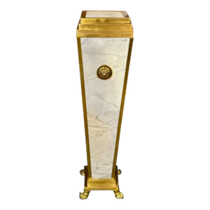 Empire Design Carrara Marble and Gilt Bronze Pedestal