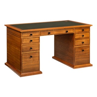 Very Fine English Walnut and Ebony Pedestal Desk by David Linley For Sale