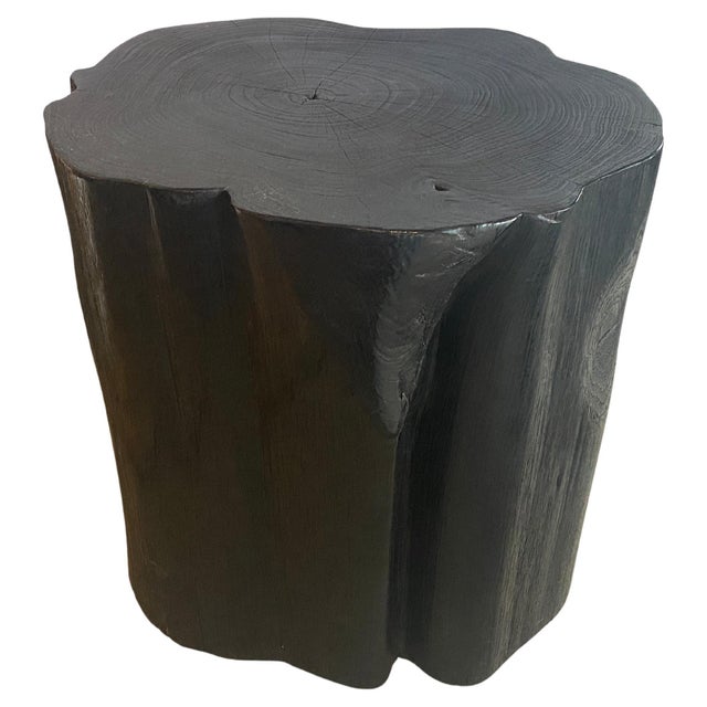 2010s Andrianna Shamaris Large Charred Teak Wood Side Table For Sale - Image 5 of 18
